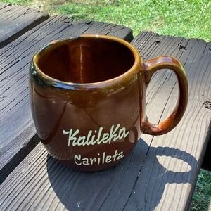 Kalileka Carileta Hawaii Ceramic Mug Brown Island Souvenir